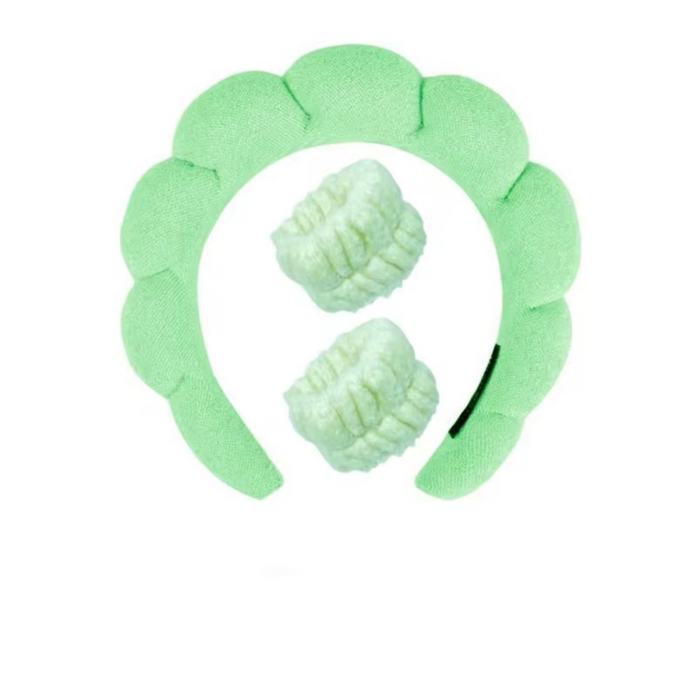 Green Scalloped Headband with Scrunchies